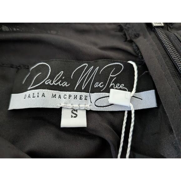 NWT Dalia MacPhee Black Flutter Sleeve Floral Lace Maxi Dress Women's Size Small - Picture 6 of 7